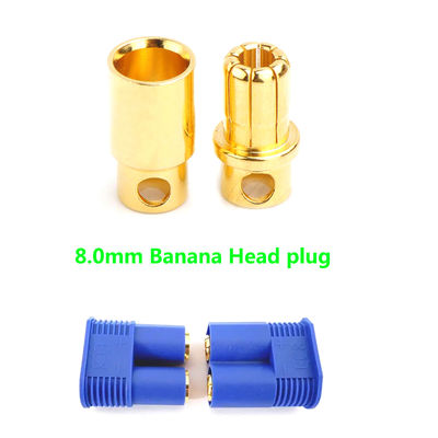 24K Gold Plated EC8 Connector with 8mm Diameter and 220A Maximum Current for RC Battery Applications