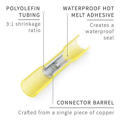 ২২০ পিসি পিই ডাবল স্প্লাইস টিউব বাট সঙ্কুচিতযোগ্য টার্মিনাল ইনসুলেটেড ক্র্যাম্প হিট সঙ্কুচিত তারের সংযোগকারী কিট